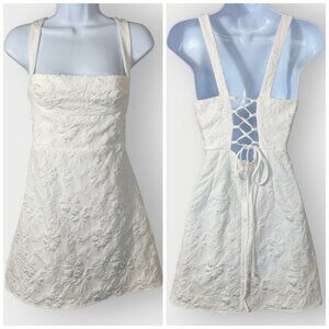 NEW Babydoll Back Lace Up Dress | L | White | Euro Summer Rush Dress Bridal